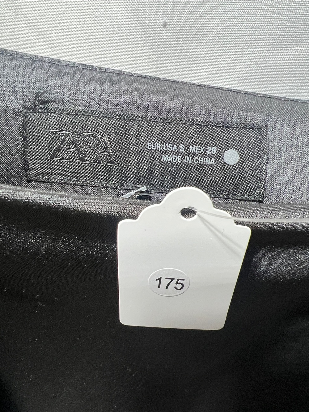 Zara Black Satin Asymmetric Lace-Hem Skirt - Picture 3 of 3